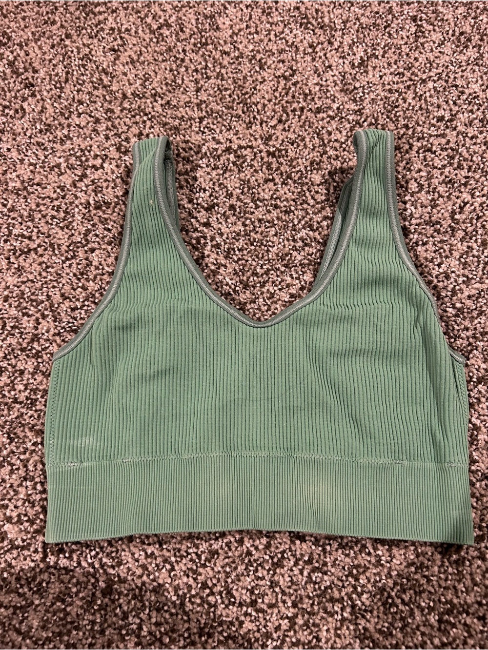 Aerie Green Ribbed V-Neck Bralette